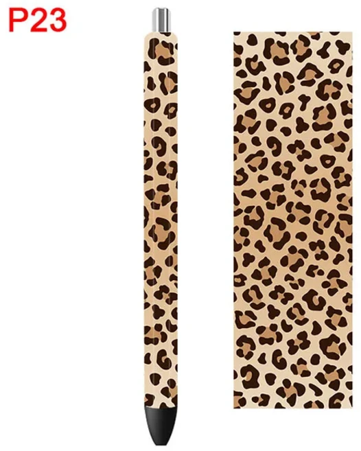 에폭시 펜 랩용 3D UV DTF 전사 스티커 레오파드 사용하기 쉬운 맞춤형 데칼 P23 4.75x1.5 인치 10 개, 01 P23