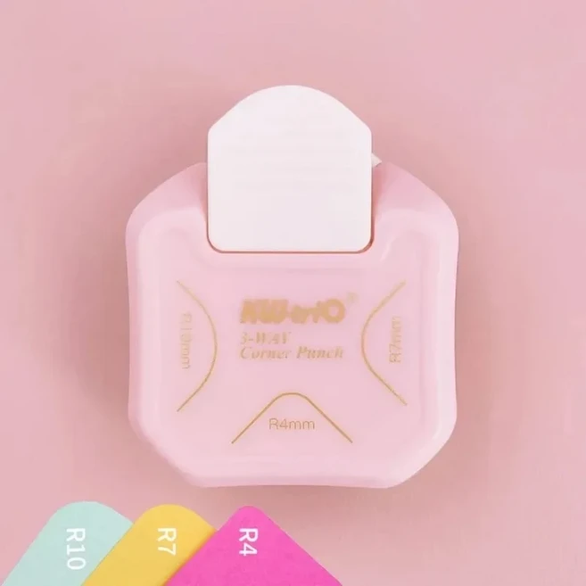 3-in-1 코너 라운더 트리머 스크랩북킹 펀치 R7 미니 원형 R4 커터 R10mm, 1개, 분홍