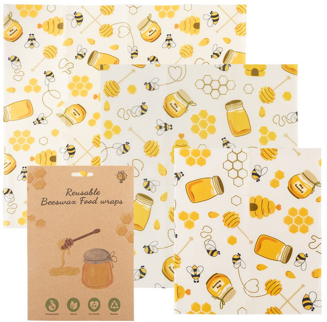 couyor 밀랍랩 분해 가능 재활용 친환경 포장지 대1 중1 소1 / 대2 중2 소2, 3개, 꿀사탕