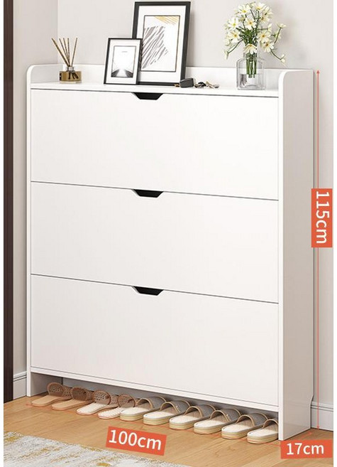 Tixpra 신발장 현관 수납장 다용도 콘솔, 3단, 100CM흰색