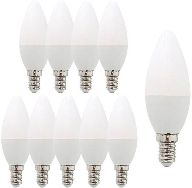 알라딘라이팅 LED 불투명 촛대구 E17 10개 샹들리에 인테리어 전구, 주광색