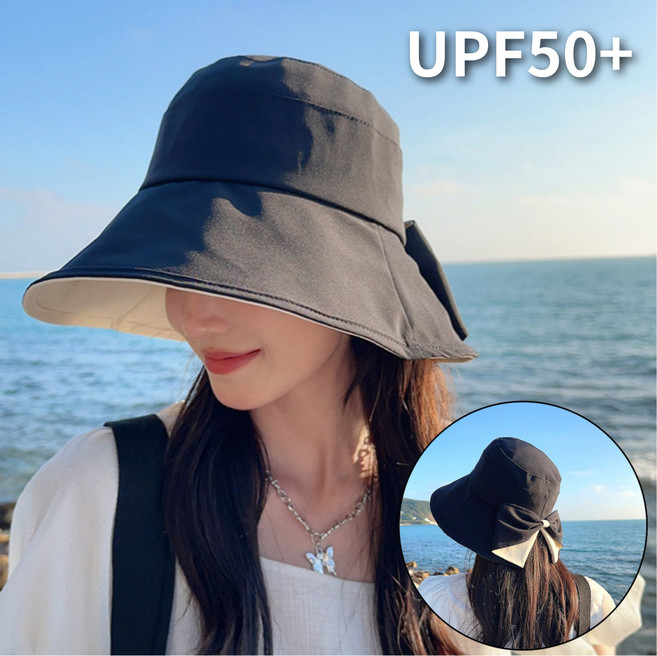 에브리체 리본 자외선차단모자 햇빛가리개 물놀이 바캉스
