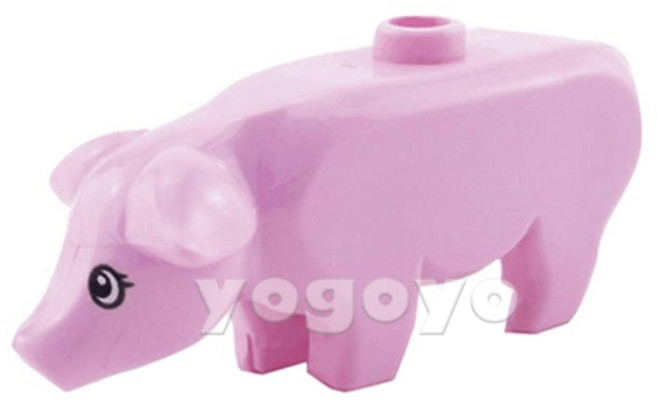 요고요 블록 동물 피규어 모음- 악어 상어 곰 킹콩 기린 말, 아기돼지 (핑크), 1개