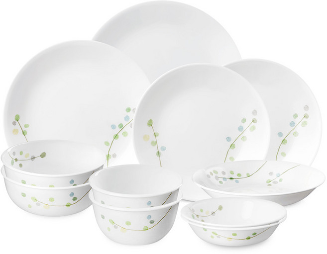 코렐 그린딜라이트 한국형 2인 11P 원형 찬기홈세트, 혼합, 1세트