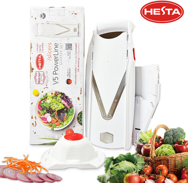 독일 헤스타 베르너 V5 멀티 4단계 두께조절 만능채칼 슬라이서 채썰기, V5만능채칼세트(평칼/채칼)