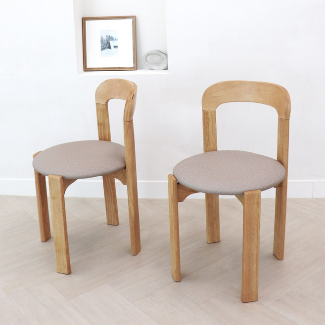 파스텔우드 루비 인테리어 디자인 원목 라인 심플 식탁의자, 2개, 네츄럴