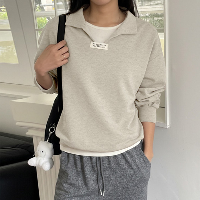 마이쏭 여성 빅사이즈 카라티 봄신상 유라벨오픈카라넥맨투맨