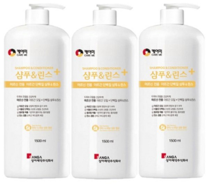 케어미 어르신전용 단백질 샴푸린스겸용 1500ml, 1.5L, 3개