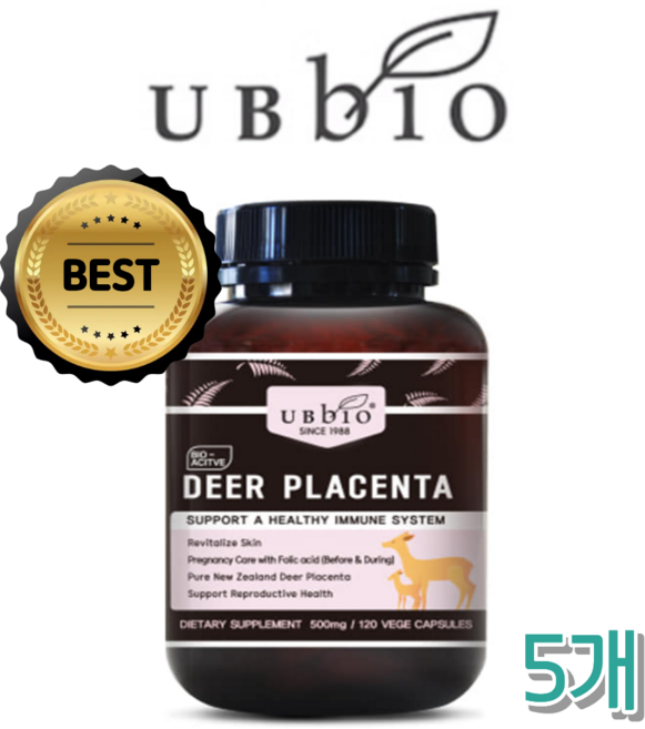 뉴질랜드 유비바이오 디어 플라센타, 5개, 120정