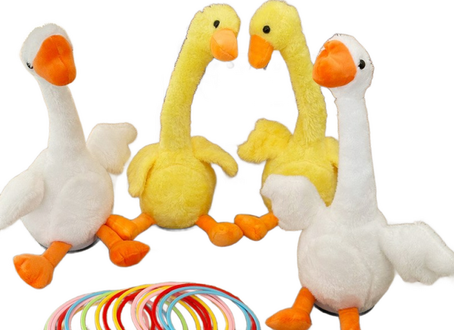 搖擺套圈鵝 - 親子互動益智玩具 提升手眼協調 安全無毒材質, 一般款-白鵝鵝含5圈圈, 1個