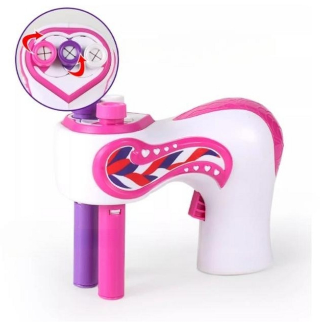 머리땋기 기계 자동 삼색실 세가닥 헤어 트위스터 여아 셀프 스타일링 도구, 핑크-머리카락 3갈라로 땋는 기계