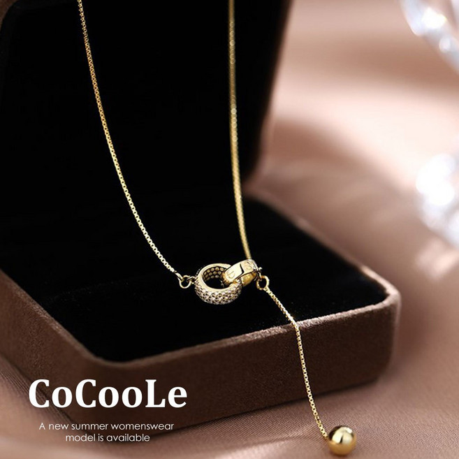 CoCoOLe 韓系雙扣環Y字鎖骨項鍊女
