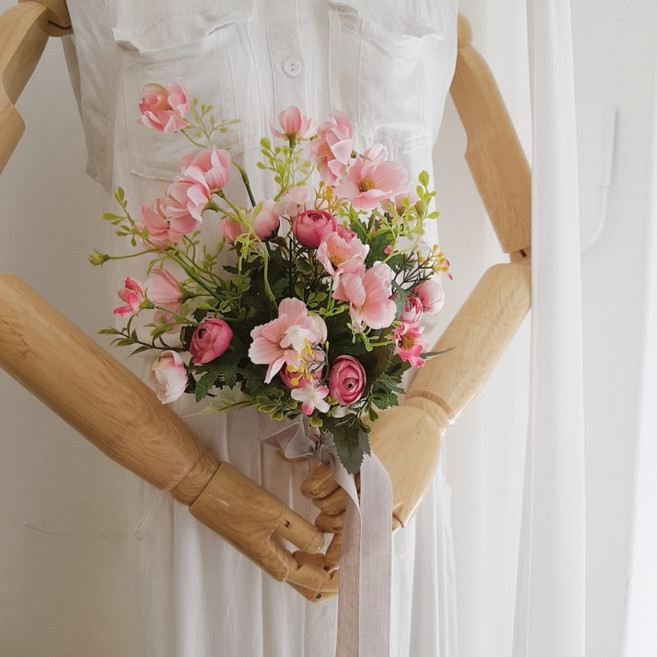 아티제이 들꽃 내추럴 조화 부케 (2 Color) 데이지 화병 장식, 핑크데이지, 1개