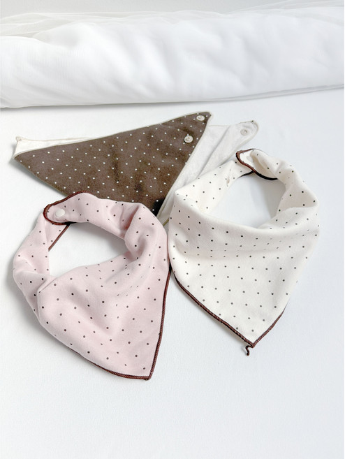 감성 유아 기모 스카프빕 겨울 도트 양면 턱받이 따뜻하고 포근한 아기 방한 빕