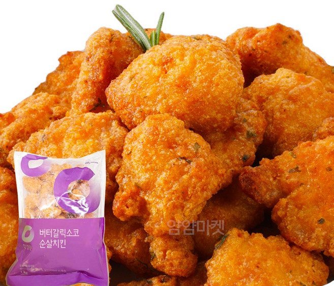 [얌얌마켓] 청정원 버터갈릭소코 순살치킨 1kg (아이스팩+드라이아이스 포함)