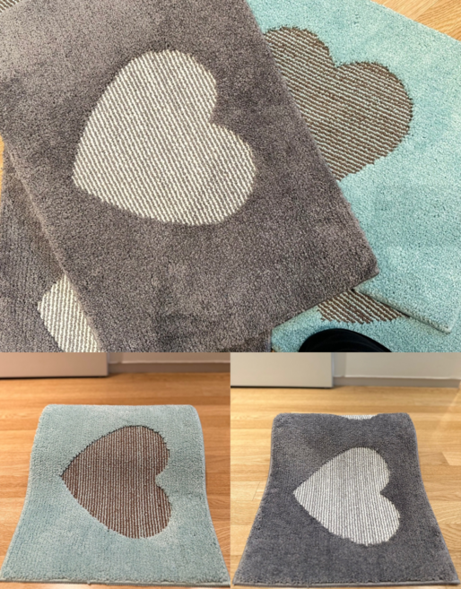 하트 발매트 하트 주방매트 사이즈선택 고밀도 매트 민트 그레이