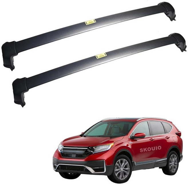 루프 랙 크로스 바 90.7kg(200파운드) 혼다 CRV CR-V 2017-2022용 플러시 사이드 레일 올 메탈 알루미늄 레일 크로스바 루프탑 카고 블랙 수하물 캐리어, 루프 랙 크로스 바 90.7kg(200파운드) 혼다 C