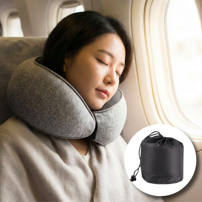 베픽스 목꺾임방지 부피감소 기내용 목베개, 그레이