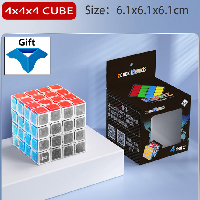 Zcube 투명 매직 큐브 가용 스피드 퍼즐 선물 3x3x3 2x2 4x4 5x5 피라미드, 4x4x4 Stickerless, 4x4x4 Stickerless