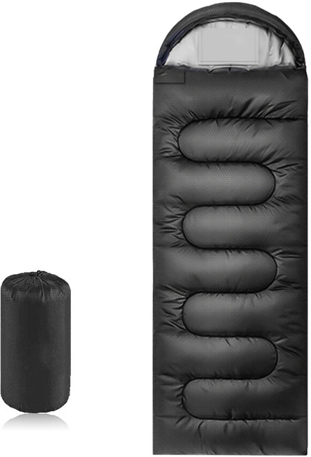 Moteur 머미형 캠핑 침낭 차박 백패킹 경량 방수 이너포켓 내장 사계절 가벼운 휴대용 컴팩트한 수납과 보온성 220*75cm, 블랙, 1개, 1.4KG