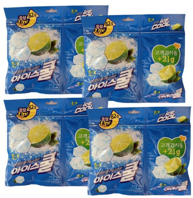 해태제과 아이스쿨껌 리필껌 츄잉껌, 103g, 4개