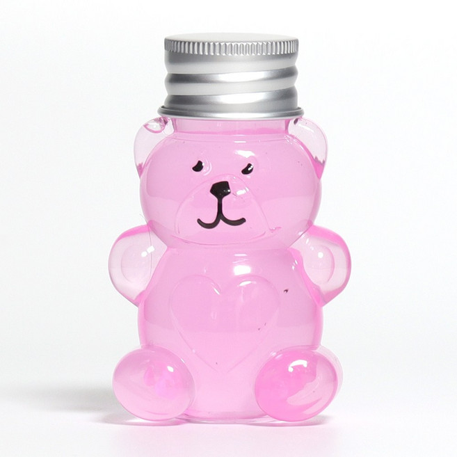미니 곰돌이 페트병 60ml 더치 커피 주스 밀크티 플라스틱 용기 곰 페트 PET 병, 알루미늄 마개 28파이 (검정), 1개