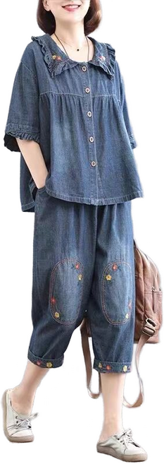 셀럽당 여성 봄여름 데님 세트 트랙 상하 투피스 K0841-KR