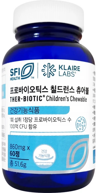 프로바이오틱스 칠드런스 츄어블 클레어랩스 닥터피엔티 유산균 probiotics, 60정, 1개 - 쿠팡