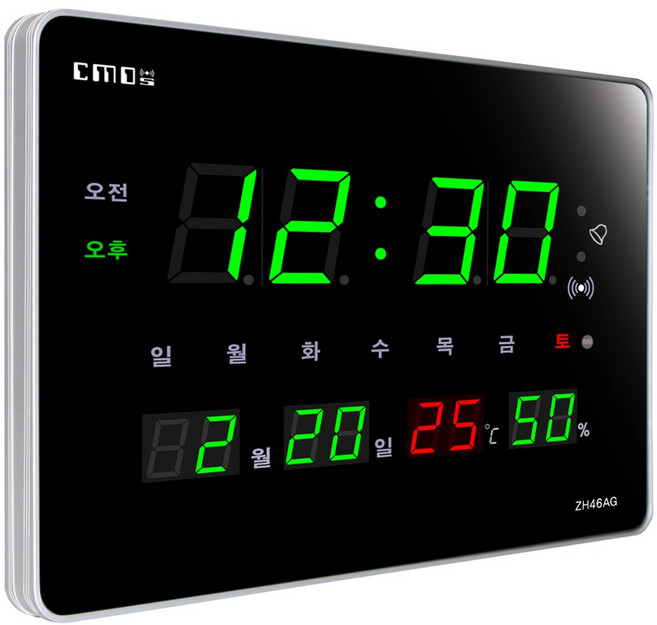 CMOS 씨모스 디지털 무소음 전자 LED 벽시계, ZH46AG기본형