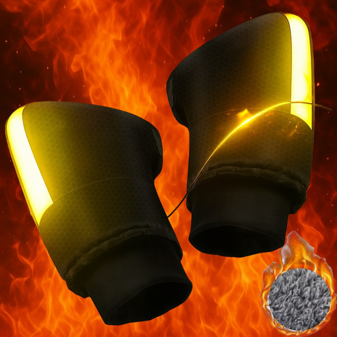 슈렌다 겨울용 오토바이 방한 장갑 핸들 토시 방풍 방수 커버, 다크블랙