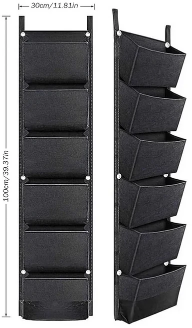 6포켓 수직 정원 플랜터 백 벽걸이형 식물 재배 화분 107X30cm 채소 과일 용품, 02 black