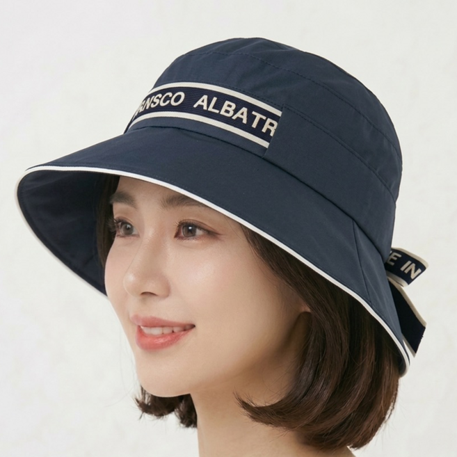여성용 골프 모자 ALBATROSS 레터링 스트랩 버킷햇 리본 벙거지 운동
