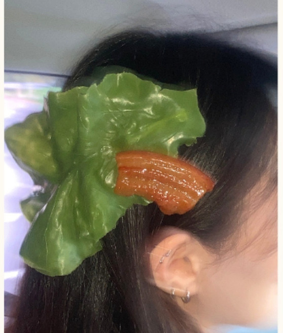 상추삼겹살헤어핀 독특한 유머 포인트 패션 액세서리 파티 모임 촬영소품