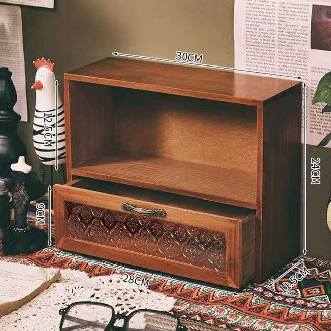 일공이오마켓 원목미니진열장 원목진열장 장식장가구 원목3단진열장 화분진열대 원목수납장, 고풍패턴유리