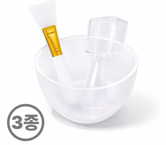 홈케어 모델링 곡물 마스크팩 도구 실리콘 붓 계량컵 믹싱볼 3종 세트, 1세트, 화이트