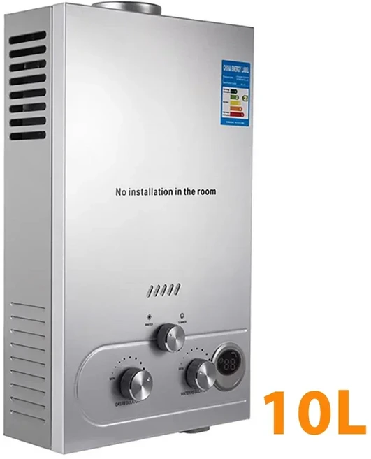 DIVEDEER 벽걸이형 LPG 가스 온수기(6L-18L) 디지털 디스플레이 샤워 키트 포함 – 온수용 가전제품, 01 CHINA, 01 EU, 02 10L