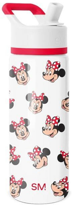 Simple Modern 아동용 서밋 빨대 뚜껑이 있는 물병 | 디즈니 라이트닝 맥퀸 532.3ml(18온스) 스테인리스 스틸 컵 단열 텀블러 남아 학교용 | 자동차 라이트닝, Disney-Minnie Mouse Fun