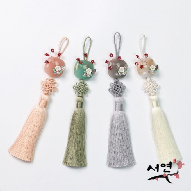 서연한복 사각원석태슬 노리개 19cm 미니 노리게