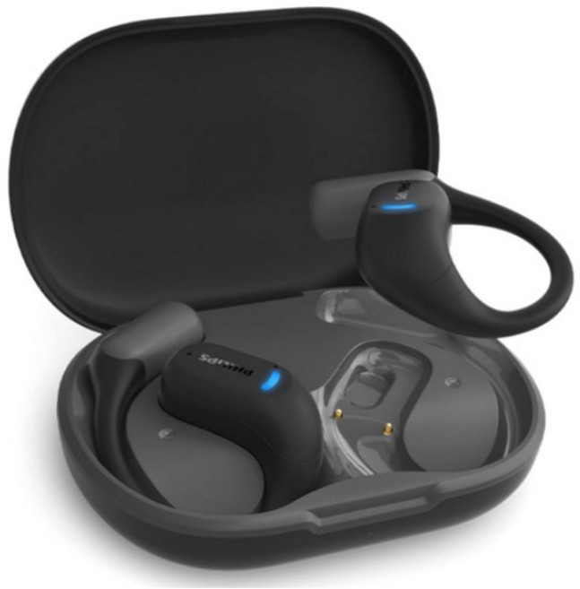 필립스 Hi-Fi ENC 노이즈캔슬링 무선 오픈 귀걸이형 블루투스 5.4 이어폰 TAA6709 다크그레이 28시간 방수가능