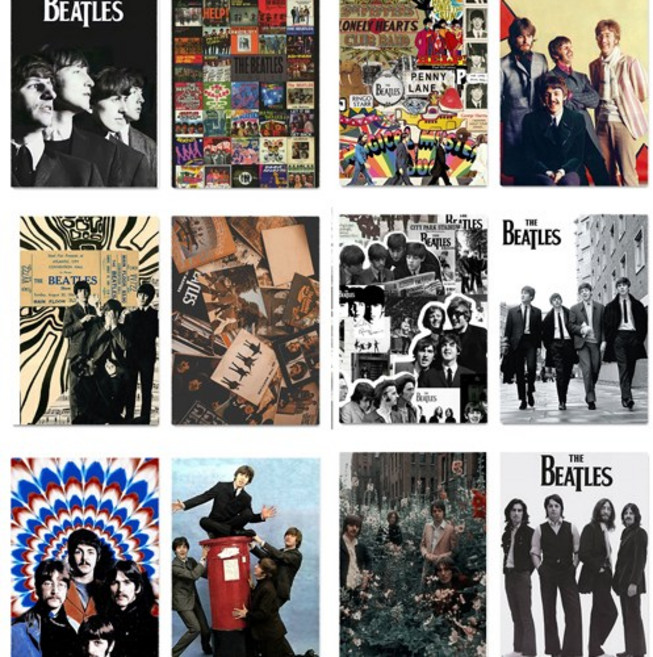 빈티지 레트로 비틀즈 인테리어 포스터 총33종/3종세트, set11, a3, 모조지(화이트)