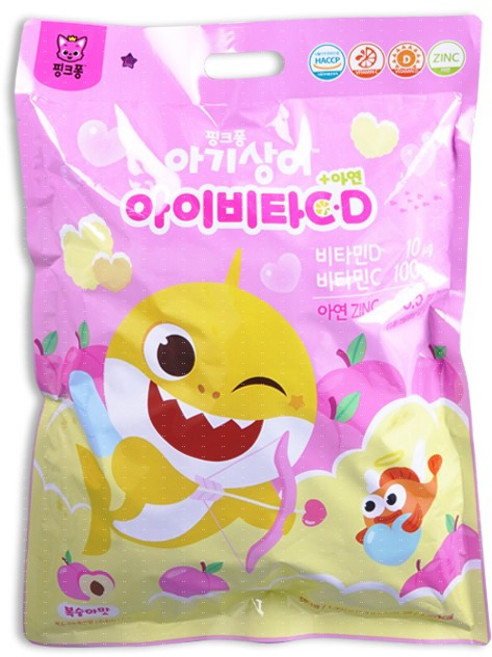 핑크퐁 아기상어 아이비타CD+아연 1000정+3중필터마스크 소형 흰색 10매(개별포장), 1개