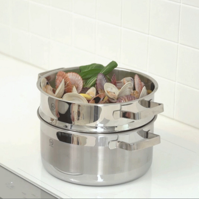 PN풍년 통3중 스테인레스 인덕션 냄비 위더스 리네IH 24cm 양수냄비+24cm 찜기, 1개