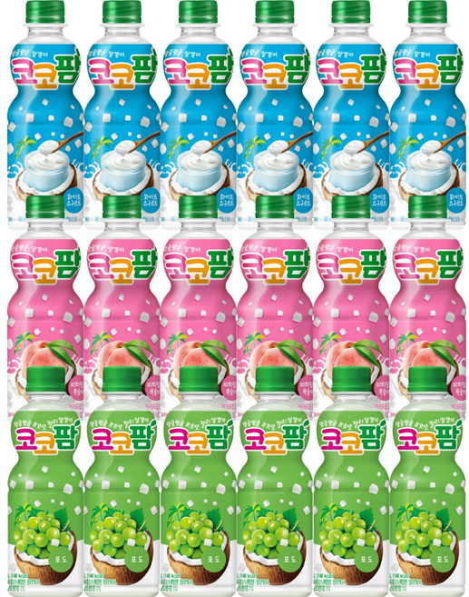 해태 코코팜 페트 음료 3종 6개씩 (화이트+피치핑크+포도), 18개, 300ml