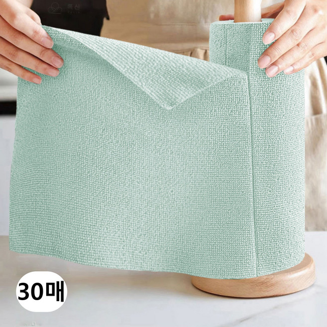 록신 극세사 빨아쓰는 행주 다용도 주방롤타올 30매 30cm, 민트, 1개