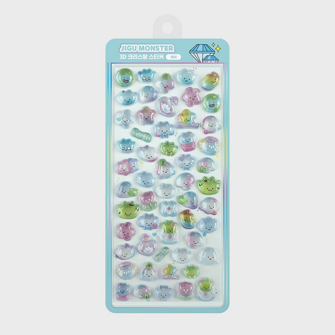 [37종 중 골라담는 재미] 다양한 3D크리스탈스티커 봉봉스티커 오로라스티커 3D입체 DIY 다꾸 폰꾸 시즌1 시즌4 오로라시즌 팝시즌, 1개, 28.지구몬스터_에어