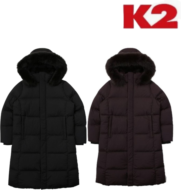[백화점 발송] K2 여성 롱패딩 구스다운 루즈핏 폭스퍼 겨울패딩