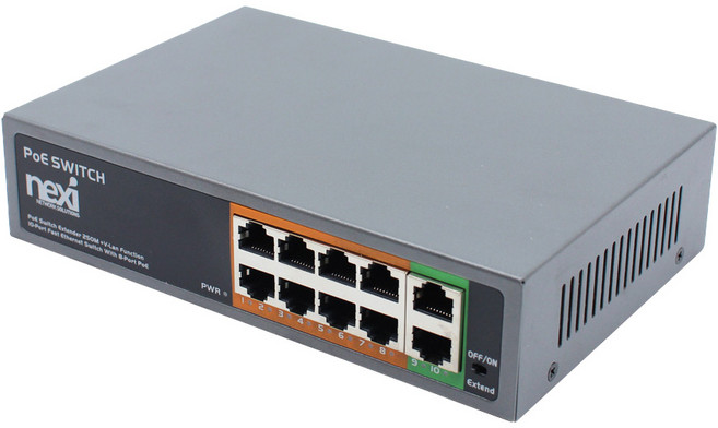넥시 8 + 2 포트 POE 스위치허브 96W, NX-POE108EX20, 1개