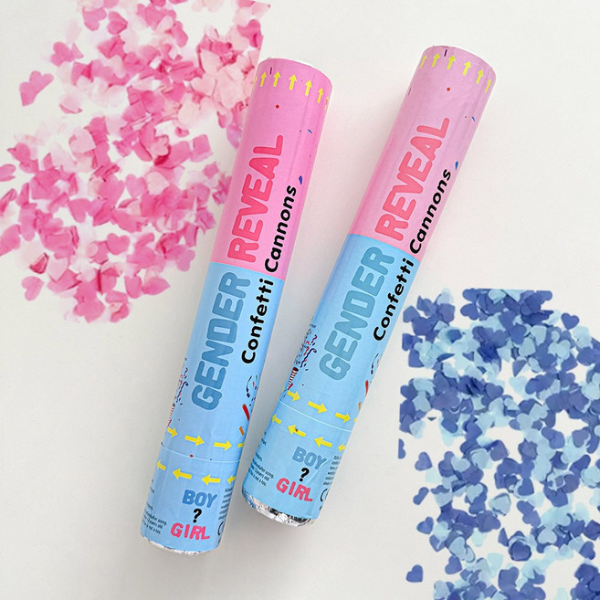 로나파티 젠더리빌 컨페티 아기 성별 공개 풍선 베이비샤워 파티 소품, 1개, 블루 컨페티 1P + 핑크 컨페티 1P