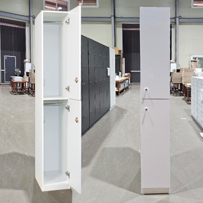 락카원 LPM 2단 2인용 락카장 캐비넷 개인사물함 락커 미용실 탈의장, 화이트 색상 [단추손잡이]