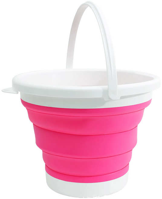 도매짱 접이식물통 세차버킷 캠핑물통 캠핑 설거지통 양동이, 핑크, 1개